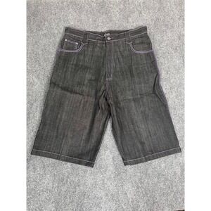 Ubug  Streetwear Shorts Men's  Y2K Black Denim Anchor Chain Skate Jorts 38X15
